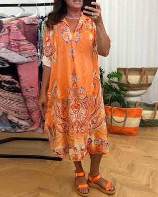 Kleid Retro Revers Druck