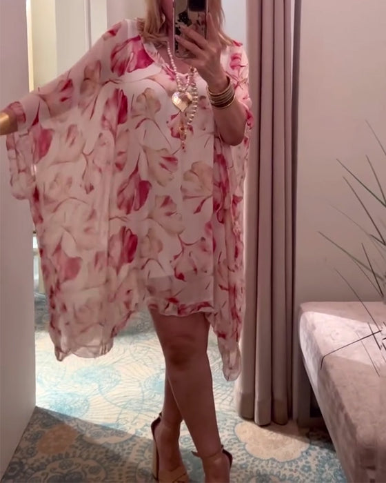 Kleid Fledermausärmel Unregelmäßiges Hemd
