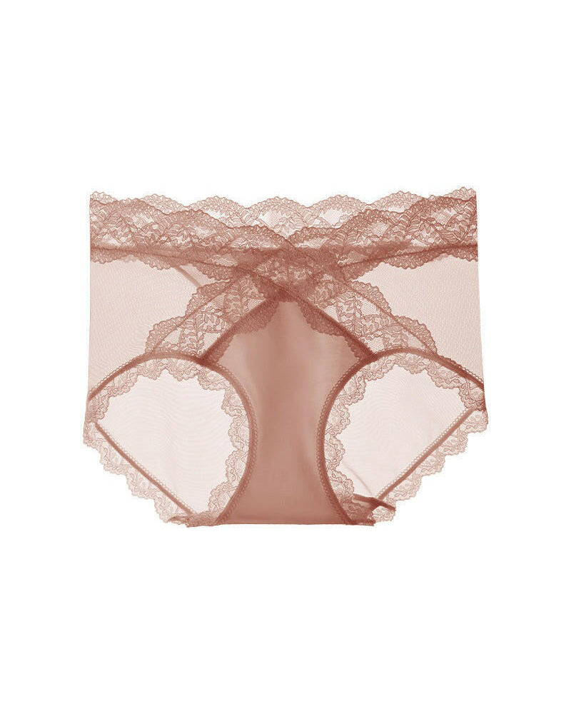 Damen hohe Taille Spitze nahtlos elastisch seidig Unterwäsche