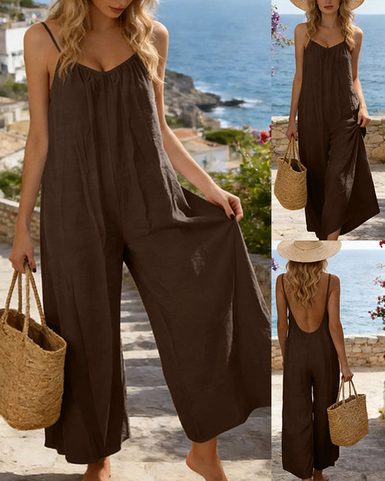 Jumpsuit Dünne Träger Einfarbig