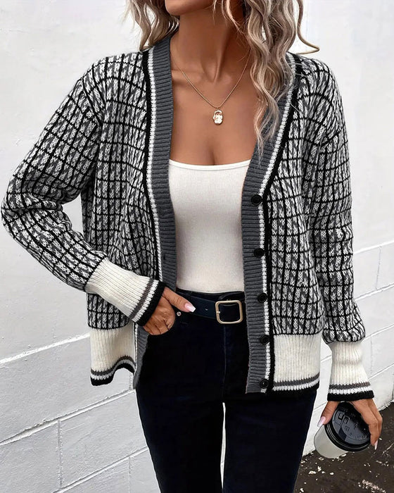 Cardigan Vintage Karo Knopfleiste