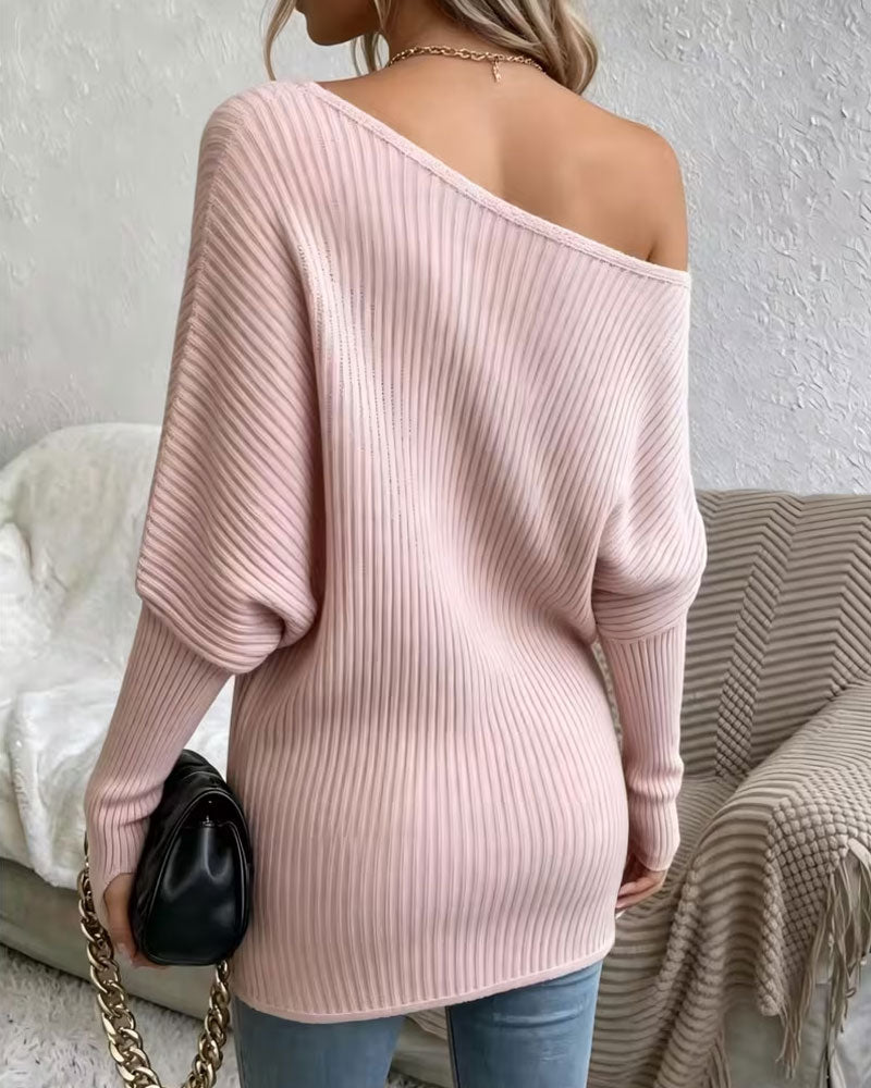 Pullover Einfarbig Eine Schulter