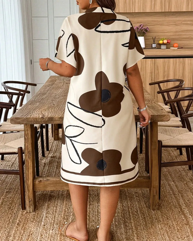 Kleid V-Ausschnitt Groß Blumendruck