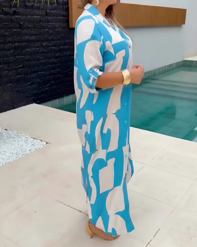 Kleid Casual Hemd Lang