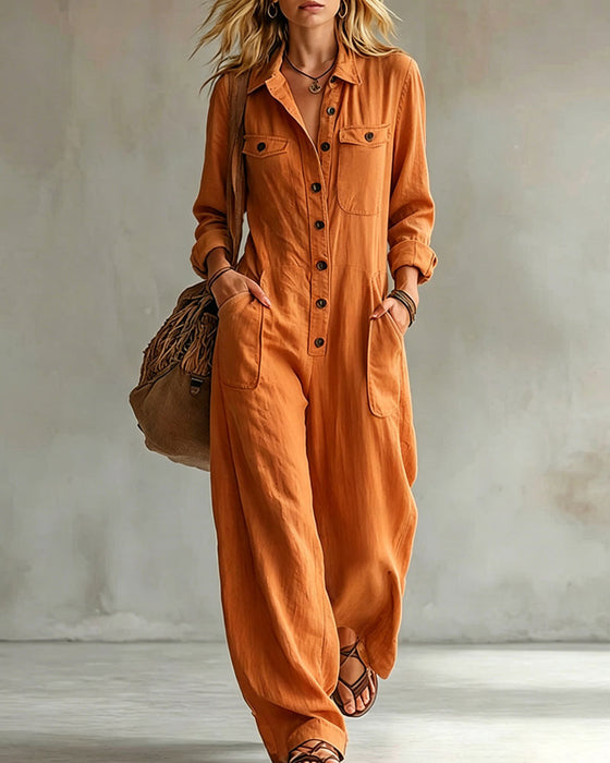 Jumpsuit Einfarbig Langarm