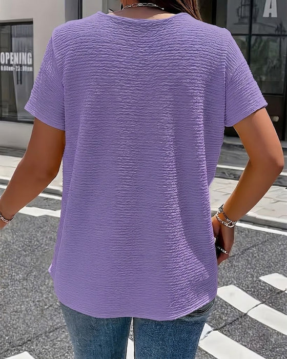 T-Shirt Peter Pan Kragen Drei Knöpfe