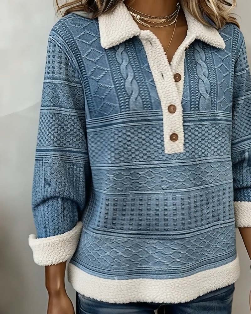 Sweatshirt mit Kragen Patchwork Mode Casual