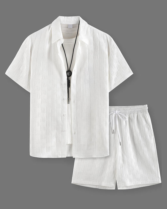 Sets Karo Polo Kragen Freizeit Herren