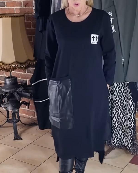 Kleid locker Plusgröße PU-Einsätze