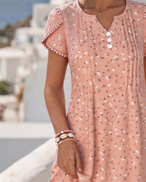 Kleid Puffärmel Blumig Mini