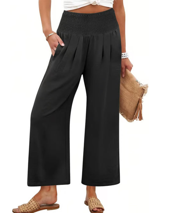 Hose Uni Hohe Taille Weites Bein