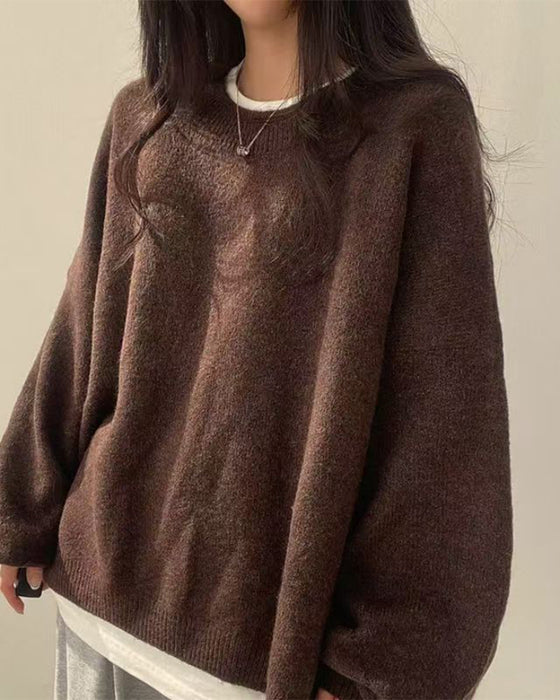 Pullover Rundhals Seite Schlitz