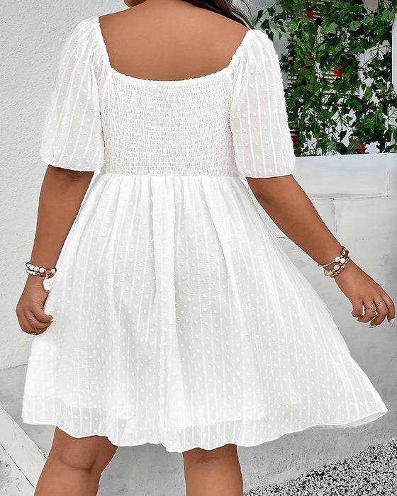 Kleid Quadratischer Ausschnitt Blumig Taille A-Linie