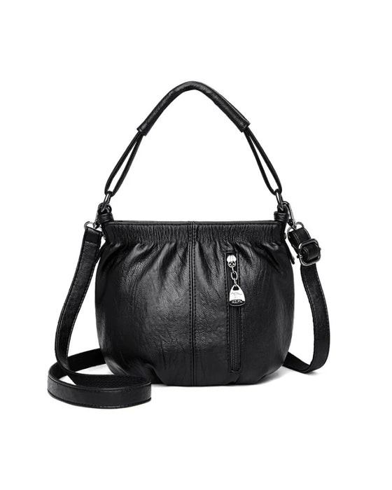 Handtasche Casual Gefaltet Eimer Weiches Leder