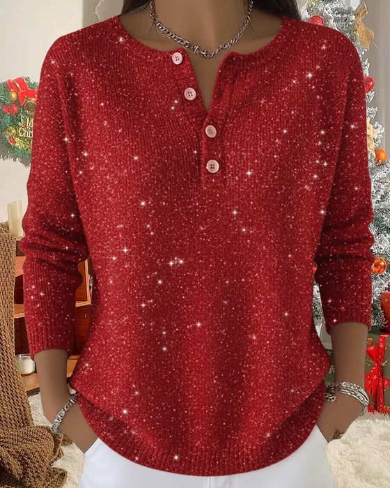 langärmeliger Pullover mit Rundhalsausschnitt und Knöpfen