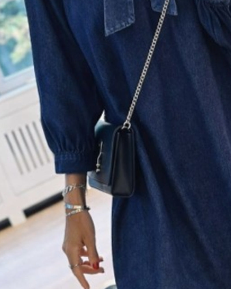 Kleid Denim Schleife 3/4-Arm