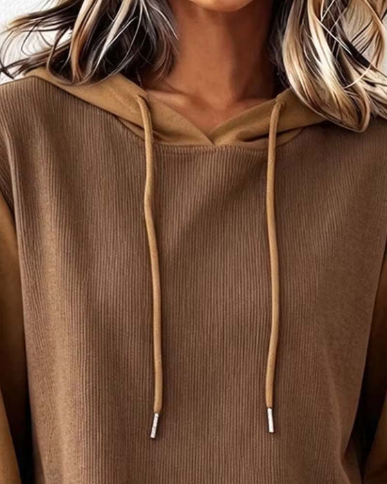 Hoodie Farbblock Mit Kapuze Asymmetrischer Saum