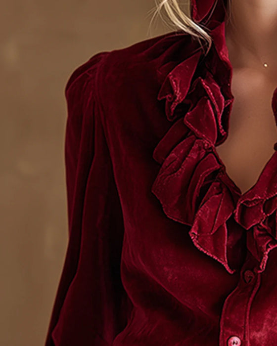 Top Mit Rüschen Detail Und Puffarm Design