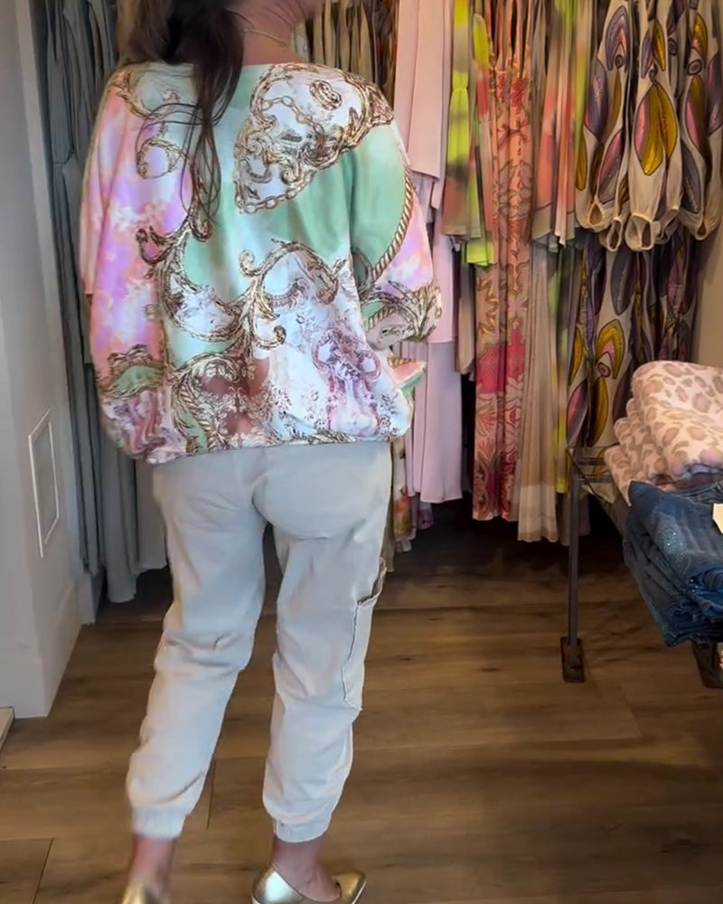 Top Druck Locker Drop Schulter Langarm