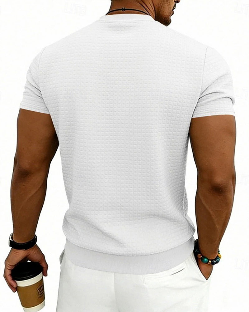 T-Shirt Gerippt Rundhals Kurzarm
