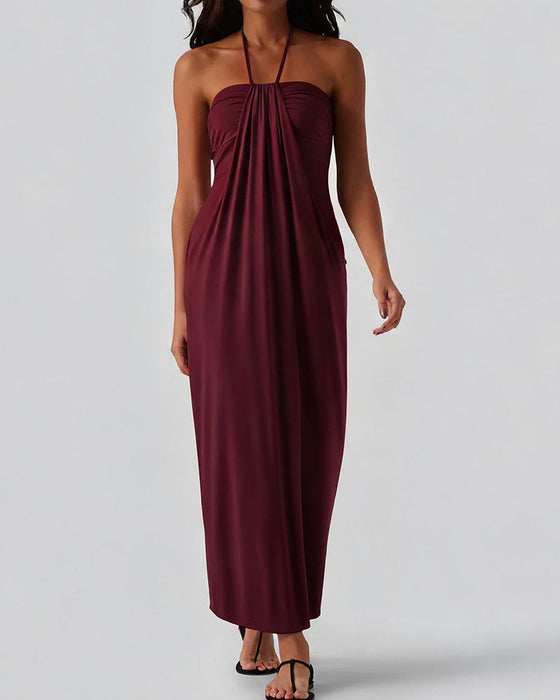 Kleider Halter Drapiert Lang