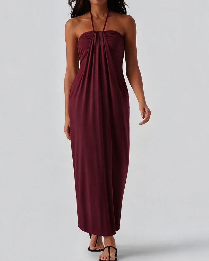Kleider Halter Drapiert Lang