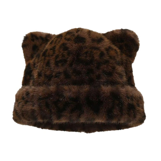 Hut Leopardenprint Plüsch Katzenohr
