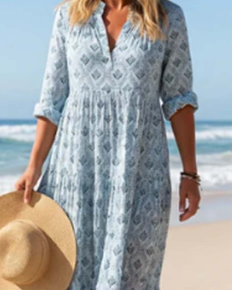 Kleid Vintage V-Ausschnitt Geblümt