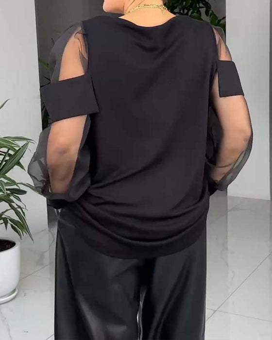 Top Modisch Netz Langarm