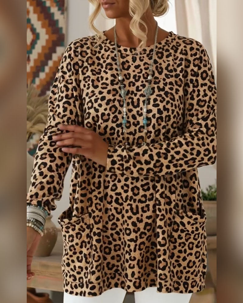 Top mit Leopardenprint und Rundhalsausschnitt