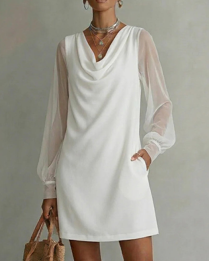 Kleid Atmungsaktiv Ärmel Cowl-Neck