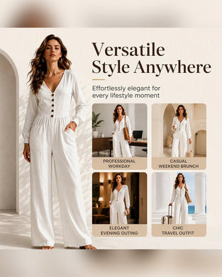Jumpsuit Casual Tasche Langarm