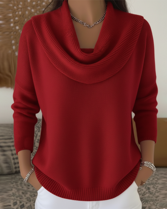 Pullover Uni-Farbe Flauschkragen Pullover