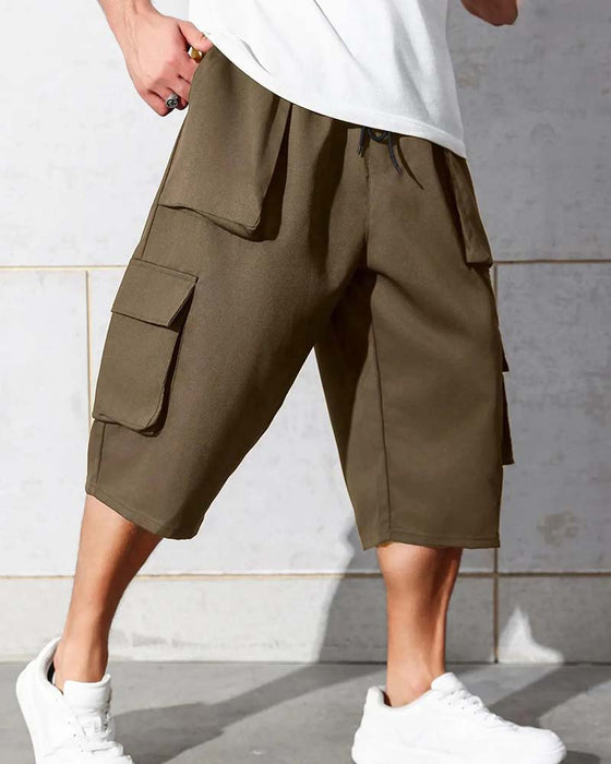 Hose Elastische Taille Tasche Uni Farbe Cargo