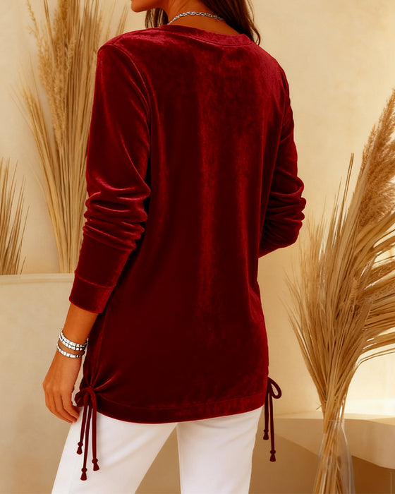 Top mit faux Zwei-Teile-Karo-Patchwork
