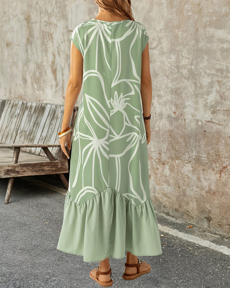 Kleid Rundhals Geometrisch Print A-Linie