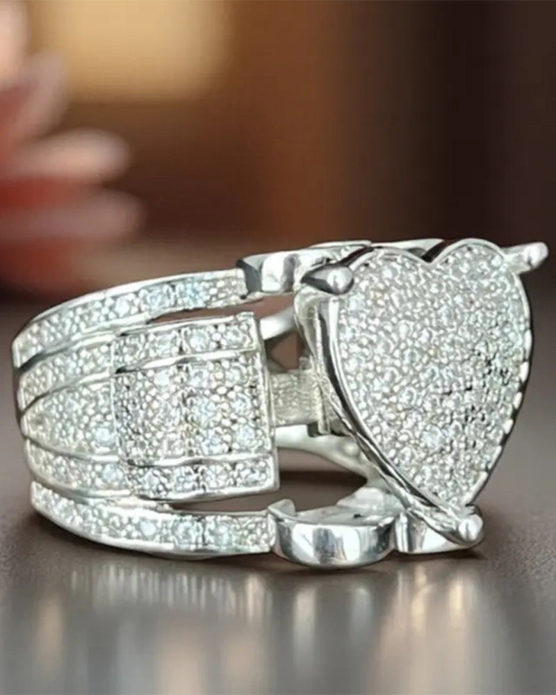 Pave Herzförmiges Ring-Set für Damen