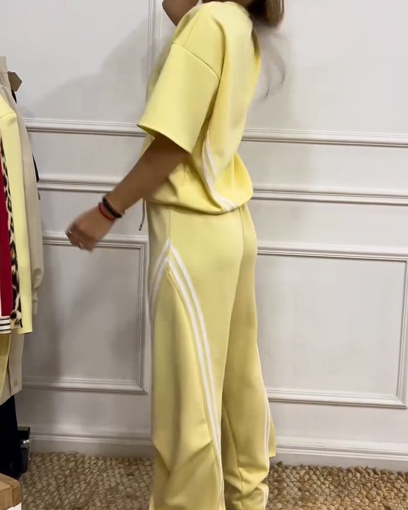 Zweiteiliges Set Athletic Streifenbesatz Lässig