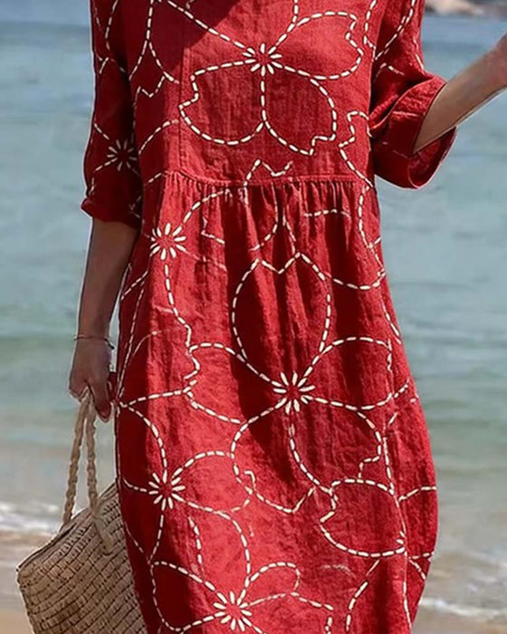 Kleid Lässig Blumen Print