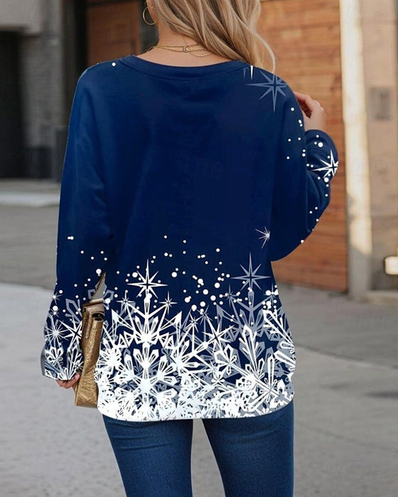 Sweatshirt mit Rundhalsausschnitt und Weihnachtsbaum-Print