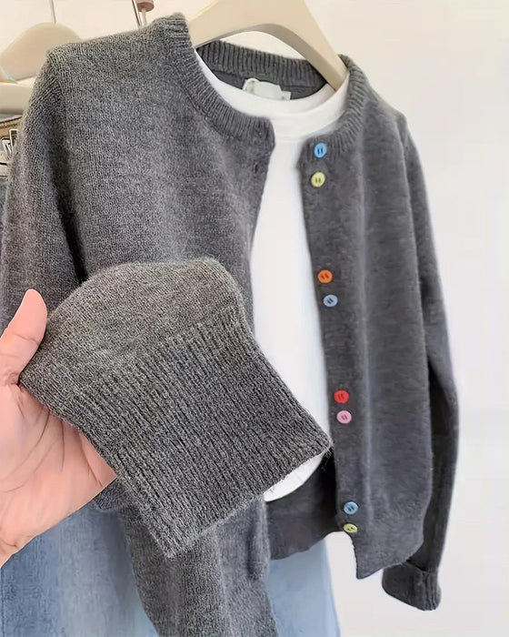 Strickjacke lässig einfarbig langarm