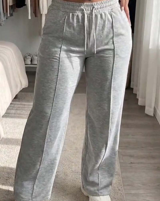 Sweatpants Kordelzug Gerades Bein