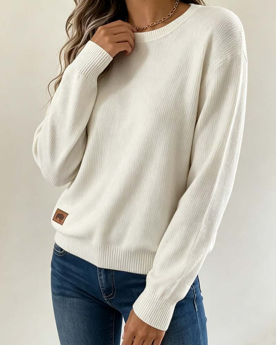 Pullover Rundhals Langarm Gestrickt