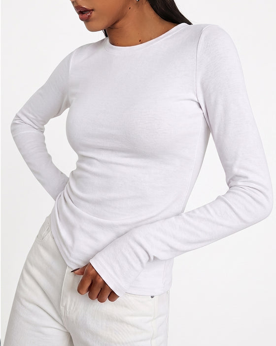 T-Shirt Rundhals Slim Fit Langarm Uni