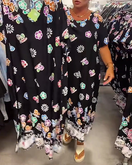 Kleid Oversize Bedruckt Locker