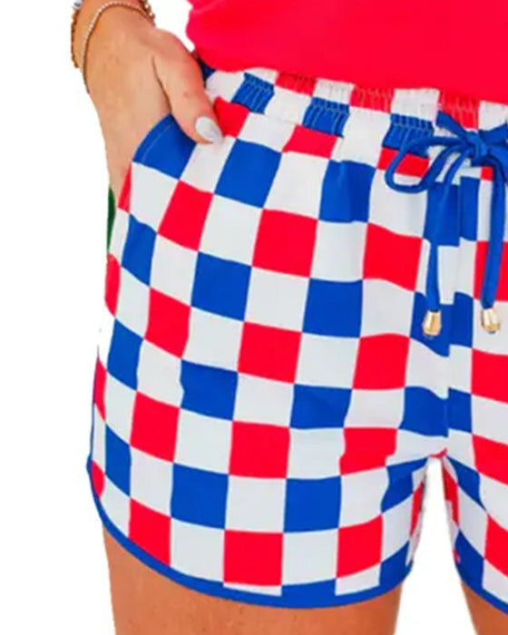Shorts Schachbrett Kordel Freizeit