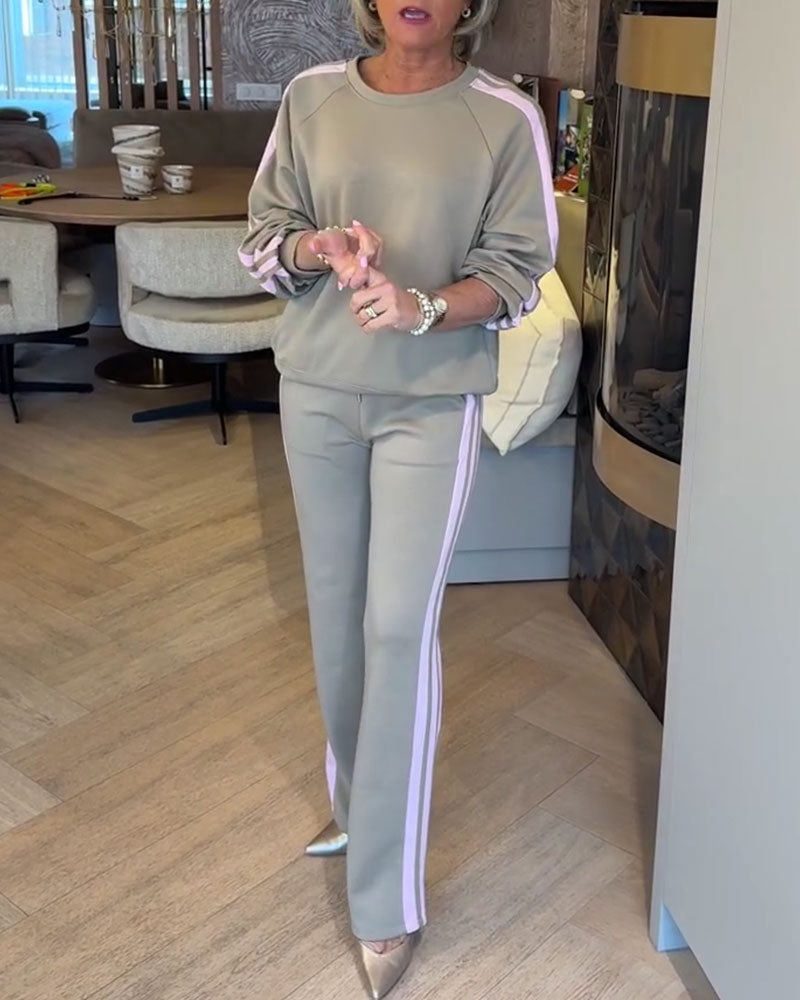 Set mit lässigem locker sitzendem gestreiften Sweatshirt
