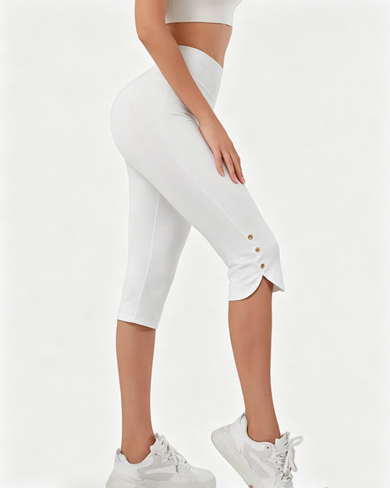 Leggings Einfarbig Schmal Geschnitten Gekürzt