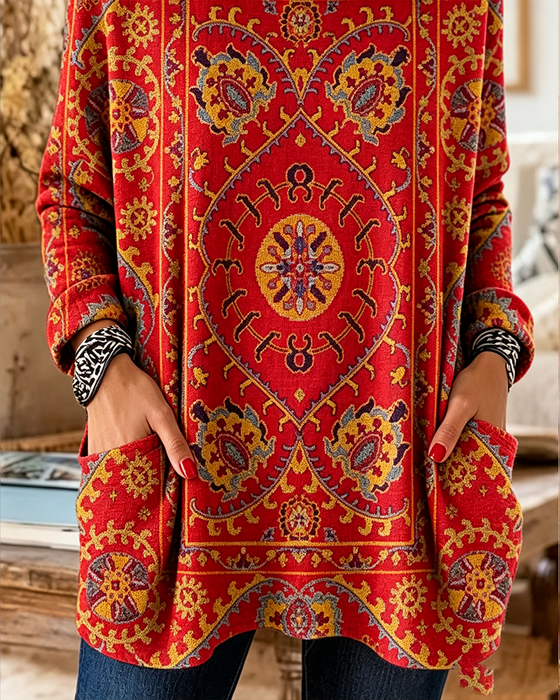 Hoodie Bohemian Druck Mit Kapuze Langlinie