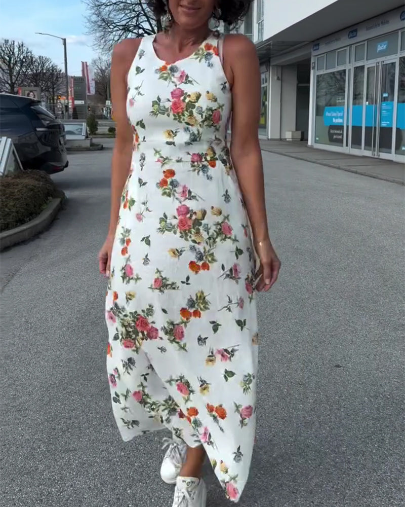 Kleid Ärmellos Gedruckt Casual